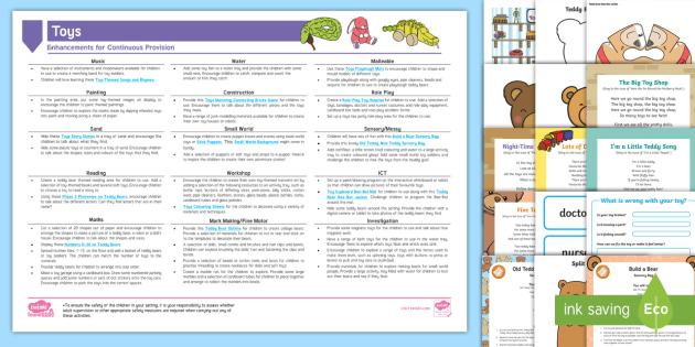 Toys EYFS Continuous Provision Planning Ideas Resource Pack (Ages 2-4)