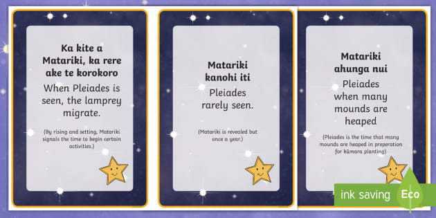 Matariki Māori Proverbs Flashcards English Te Reo