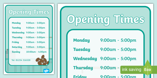 Cafe Opening Times Roleplay Sign