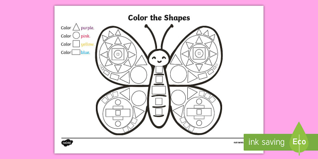 color the shapes butterfly worksheet activity sheet usa early childhood science life cycles - Butterfly Color Sheet color the shapes butterfly worksheet activity sheet usa early childhood science life cycles - Butterfly Color Sheet
