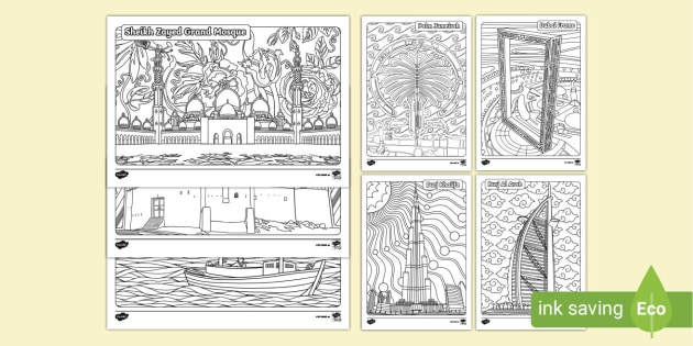 UAE Landmarks Mindfulness Colouring