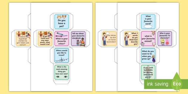 Spark A Conversation Dice Activity English German Spark A Conversation