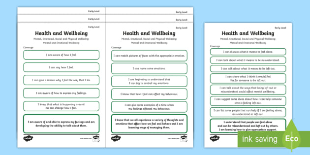 CfE Early Level Health and Wellbeing (Mental and Emotional Wellbeing)