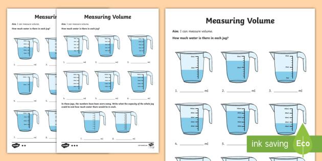 year 3 measure volume differentiated activity sheets ks2