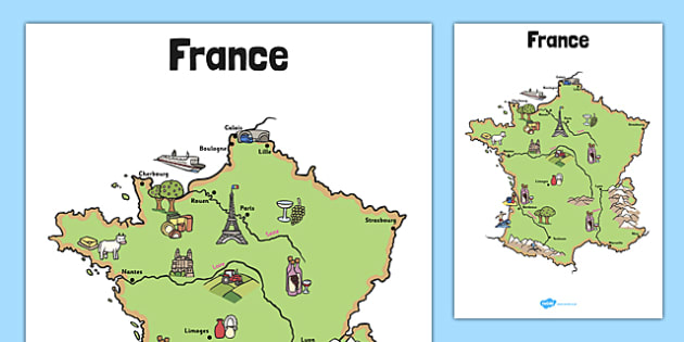 Labelled Map Of France French Display Map - Map Of France With Cities