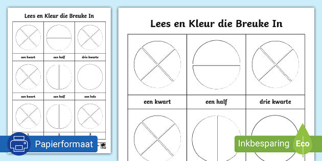 Lees en Kleur die Breuke In Werkkaart (teacher made)