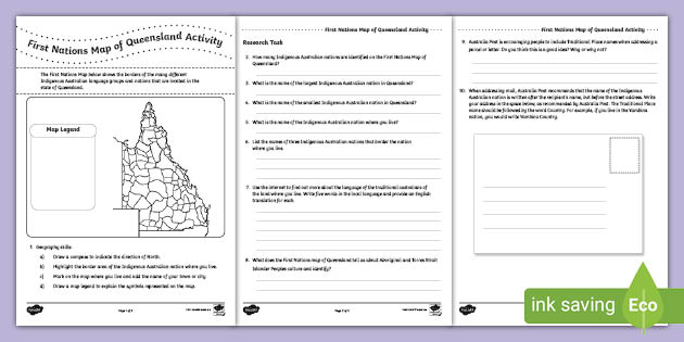 First Nations Map of Queensland Worksheet (teacher made)