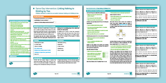 👉 Y2 Maths Same-Day Intervention: Halving and Dividing by Two
