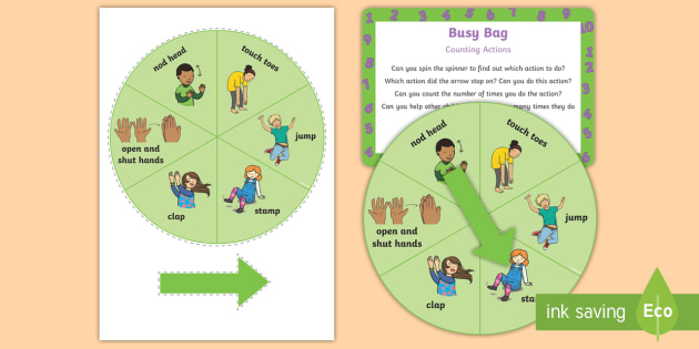 Counting Actions Busy Bag Prompt Card And Resource Pack 