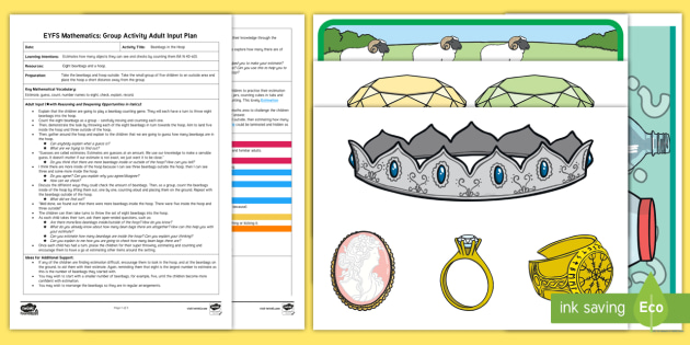 Eyfs Maths Beanbags In The Hoop Group Activity Adult Input Plan And