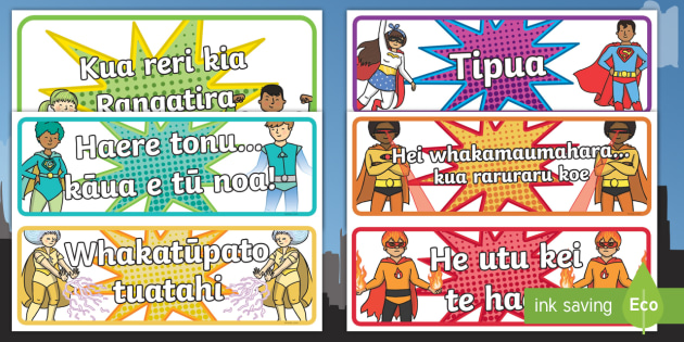 Superhero Behaviour Chart Te Reo Maori Display Cut Outs 6757