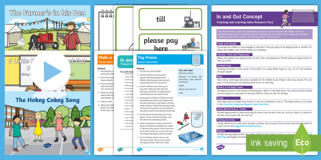 In and Out Early Concept Teaching and Learning Ideas Resource Pack