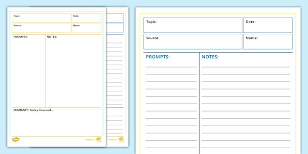 effective-note-taking-printable-template-teacher-made for Free Printable Note Taking Sheets Effective Note-Taking Printable Template (teacher made) for Free Printable Note Taking Sheets