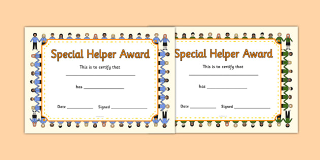FREE! Special Helper Award Certificates (teacher made)