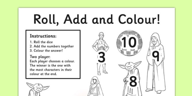 space wars themed roll and color worksheet teacher made