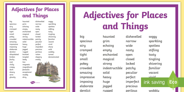 adjectives-for-places-and-things-display-poster