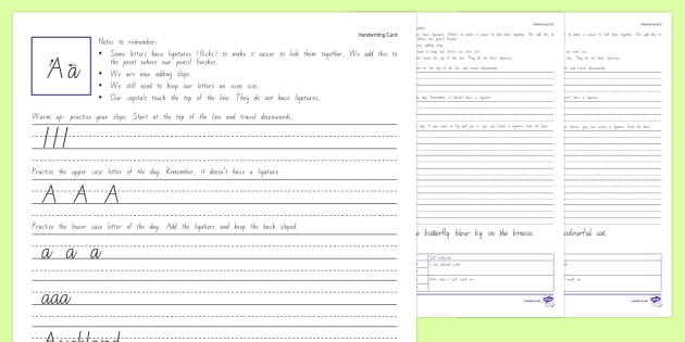 Year 3 & 4 New Zealand Handwriting Worksheets - NZ Resource