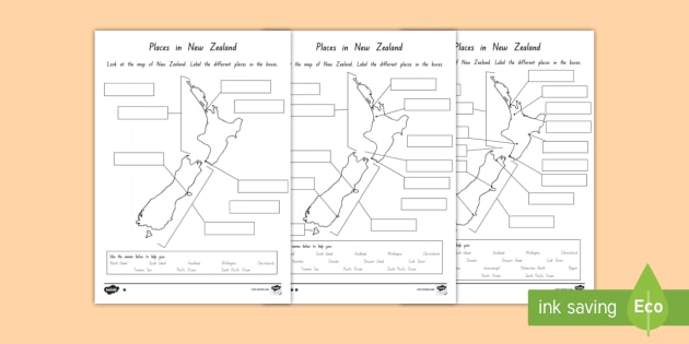 Blank New Zealand Map Labelling Activity Teaching Resource