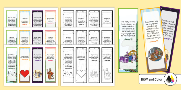 8 Bible Coloring Bookmarks With Animal Characters Scripture