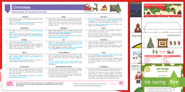 Christmas EYFS Continuous Provision Planning Ideas Resource Pack (Ages 2-4)