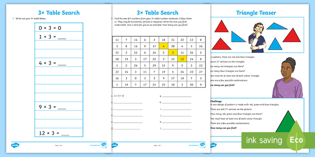 3 x table homework