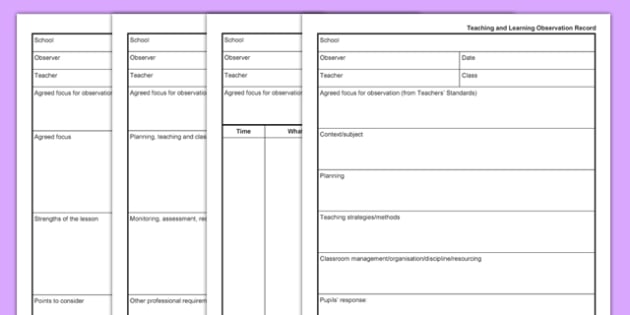 twinkl pupil template passport Pack  inspection Teaching Learning and Observation  Form