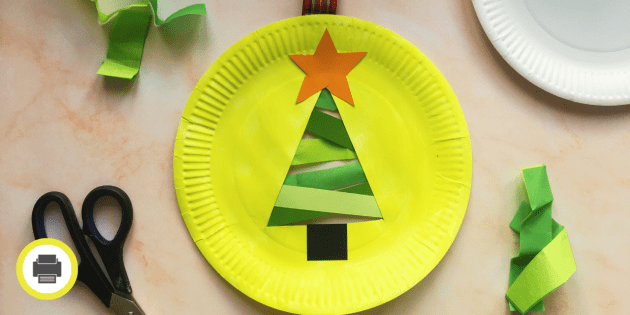 Paper Plate Christmas Tree Window Decoration Instructions
