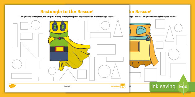 shapes with 4 sides to the rescue worksheets