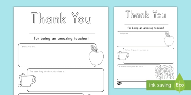 Thank You Teacher Activity Sheet - Twinkl USA Resources