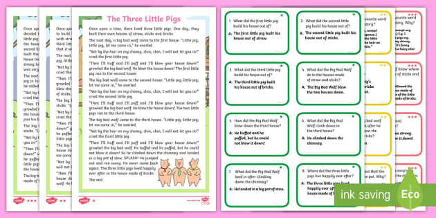 Three little pigs comprehension