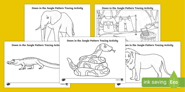 Down in the Jungle Pattern Tracing Activity (teacher made)