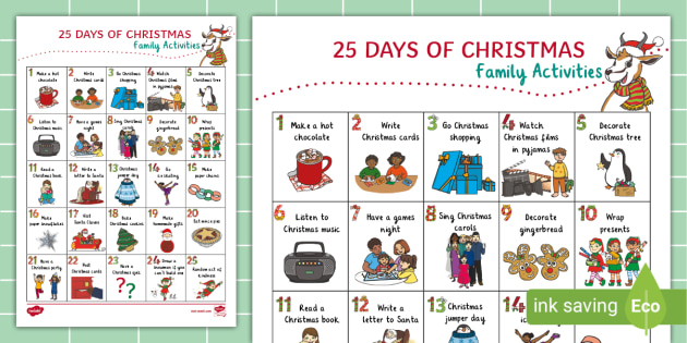 * NEW * 25 Days of Christmas Family Activity Plan | Twinkl Busy Bees