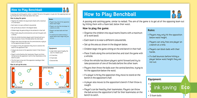 How To Play Bench Ball Adult Guidance Teacher Made