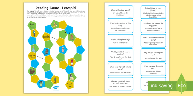 Reading Prehension Board Game English German Read