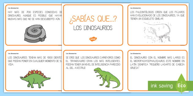 Tarjetas informativas: ¿Sabías que...? Los dinosaurios