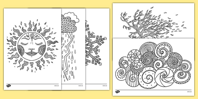 Weather-Themed Mindfulness Coloring Sheets (Teacher-Made)