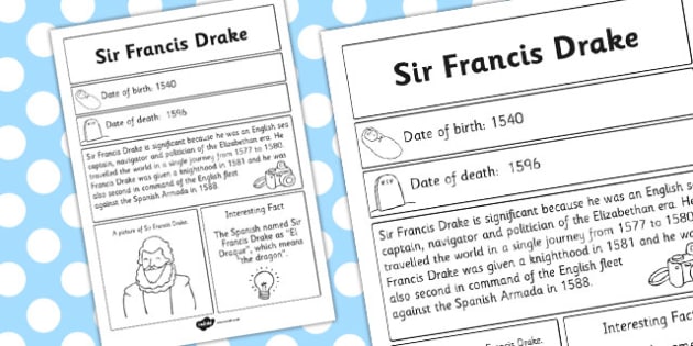 Sir Francis Drake Significant Individual Fact Sheet - fact sheet