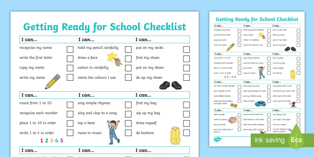 Getting Ready For School Checklist