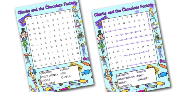 Free Word Search To Support Teaching On Charlie And The Chocolate Factory