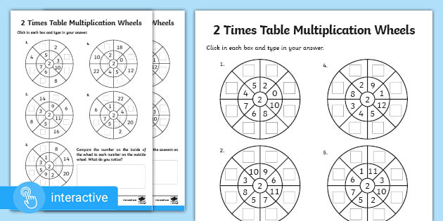 2 times table practice multiplication wheels worksheets