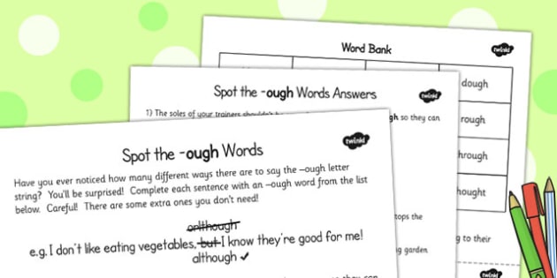 LKS2 Exception Words Ough Words year 6 And Below 