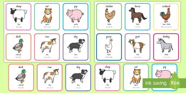 Farm Animals and Sounds Matching Cards English/Te Reo Māori