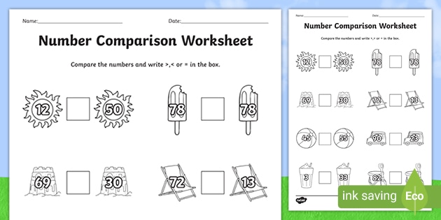 summer differentiated number comparison worksheets seasons