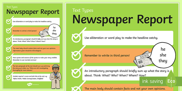 Text Types Guide Newspaper Report Display Poster - newspaper