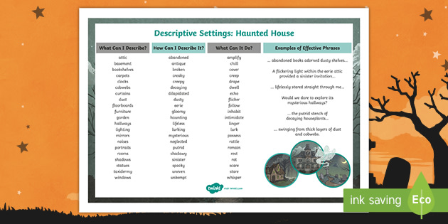 KS2 Descriptive Setting Word Mat Haunted House