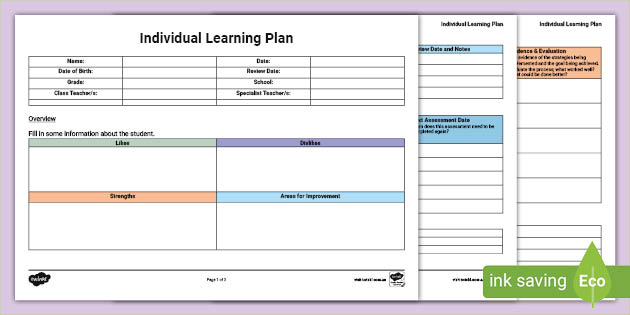 Sample Individual Education Plan Example