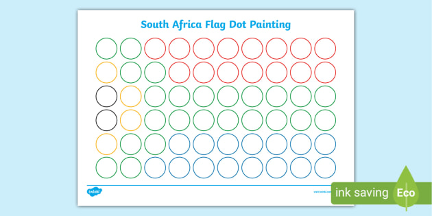 South Africa Flag Dot Painting Worksheet