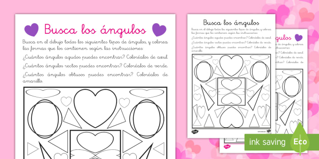 Ficha de buscar ángulos: San Valentín (teacher made)