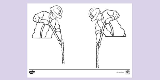 Workmen With Ropes Colouring Sheet | Colouring Sheets