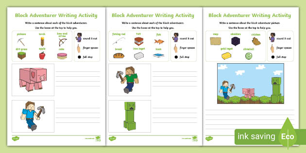 Block Adventurer Early Writing Activities Teacher Made - roblox block awards stage related keywords suggestions